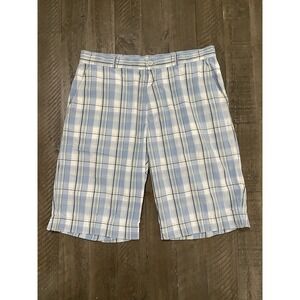 LaCoste mens blue white plaid golf shorts size 42